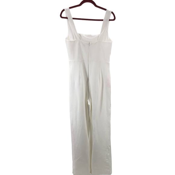 LULU'S M Enticing Endeavors White Square Neck Straight Leg Jumpsuit NEW B102 - Picture 4 of 8